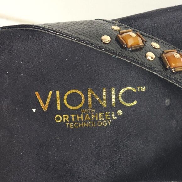 Vionic Women's Floriana US 6 Black Embellished Orthaheel Thong Sandals - Picture 12 of 13